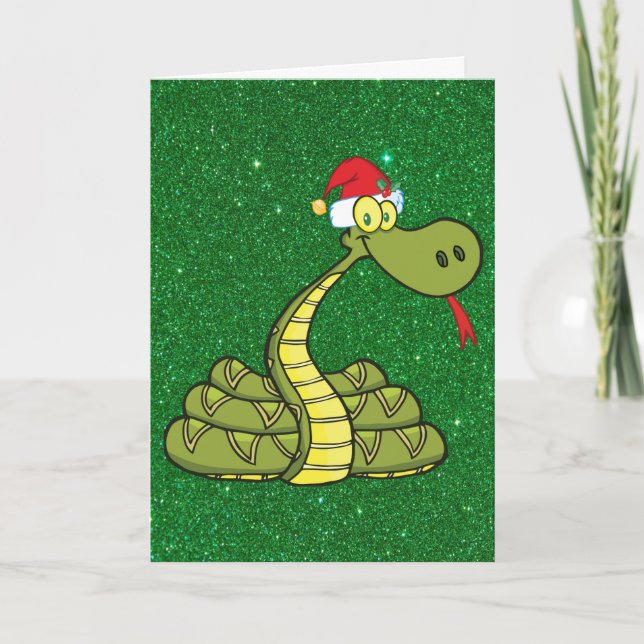 Tarjeta Festiva navidades serpientes en sombrero santa (Anverso)