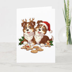 Tarjeta Festiva Navidades Shetland Sheepdogs