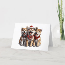 Tarjeta Festiva Navidades Shiba Inu Santa Dogs