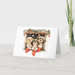 Tarjeta Festiva Navidades Shih Tzu Dogs