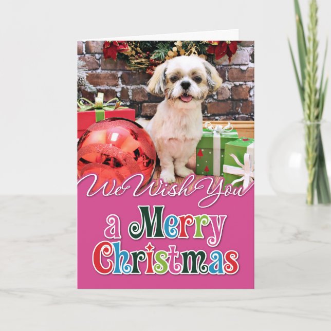 Tarjeta Festiva Navidades - Shih Tzu - Marley (Anverso)