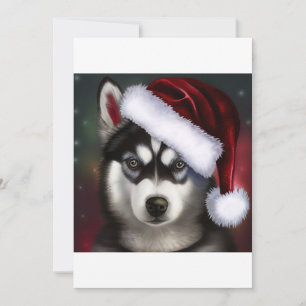 Tarjeta Festiva Navidades Siberian Husky / Camiseta de perro trenz
