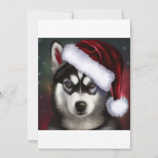 Tarjeta Festiva Navidades Siberian Husky / Camiseta de perro trenz