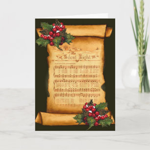 Tarjeta Festiva Navidades: Silenciosa hoja nocturna de música sobr