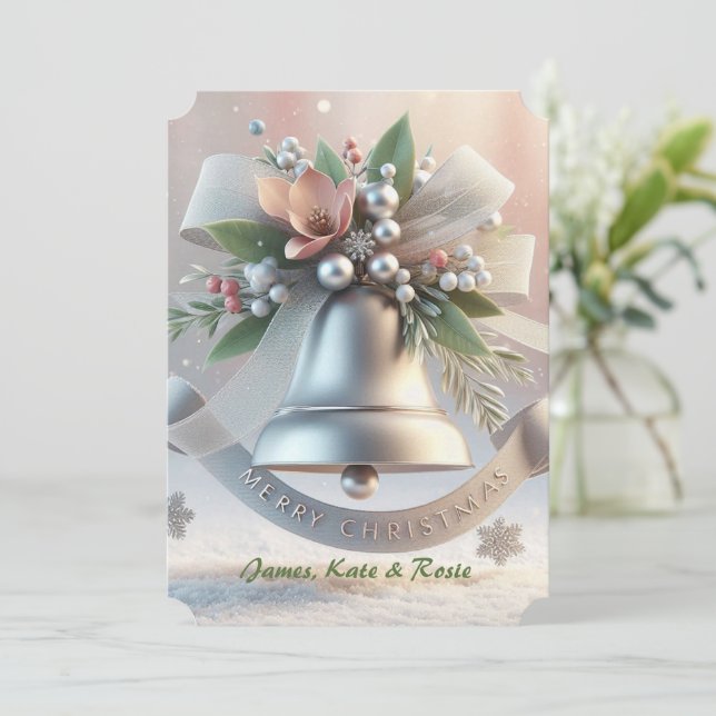 Tarjeta Festiva Navidades Silver Bell (Anverso de pie)