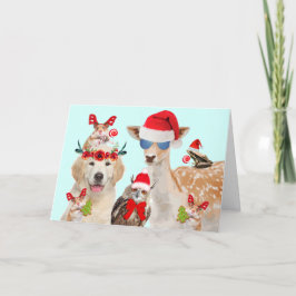 Tarjeta Festiva Navidades silvestres de animales fiestas