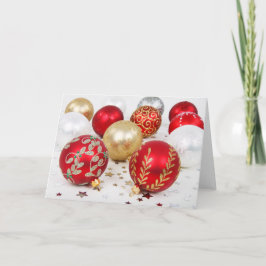 Tarjeta Festiva NAVIDADES SImple, ornamentos de época