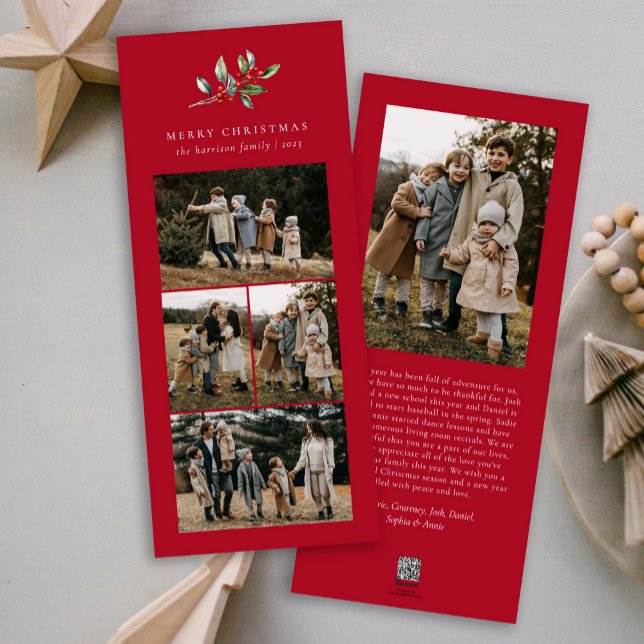 Tarjeta Festiva Navidades simples acuarela Collage de fotos floral (Subido por el creador)