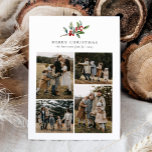 Tarjeta Festiva Navidades simples acuarela Collage de fotos floral<br><div class="desc">La tarjeta de vacaciones de Collage de fotos acuático Watercolor Greenery para Navidades simples cuenta con un hermoso ilustracion acuático de vegetación de temporada y bayas huecas,  junto con cuatro fotos.</div>