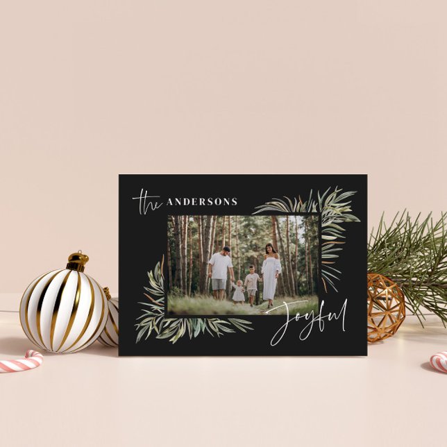 Tarjeta Festiva Navidades simples con fotos botánicas elegantes de (Subido por el creador)