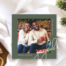 Tarjeta Festiva Navidades simples con fotos de escritura alegre ve