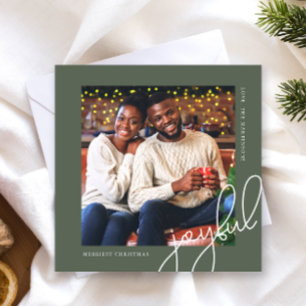 Tarjeta Festiva Navidades simples con fotos de escritura alegre ve