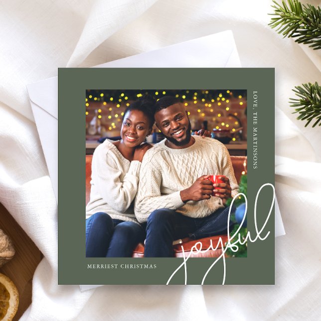 Tarjeta Festiva Navidades simples con fotos de escritura alegre ve (Subido por el creador)