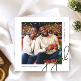 Tarjeta Festiva Navidades simples con fotos de guiones alegres neg