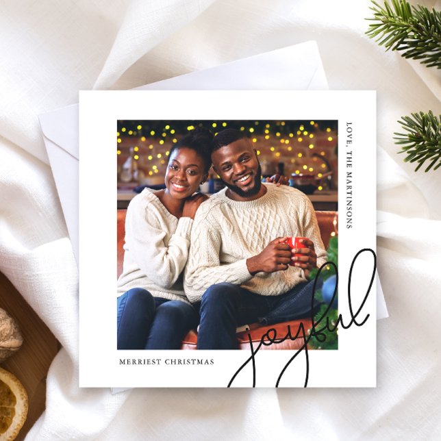 Tarjeta Festiva Navidades simples con fotos de guiones alegres neg (Subido por el creador)
