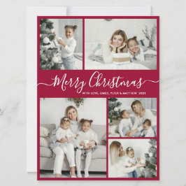 Tarjeta Festiva Navidades simples de Bordo White 5 Collages de fot