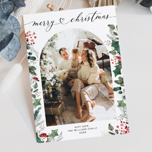 Tarjeta Festiva Navidades simples de fotografía de la Moda Boho