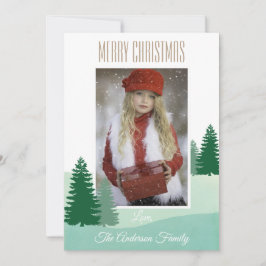 Tarjeta Festiva Navidades simples de fotos en árbol de pino