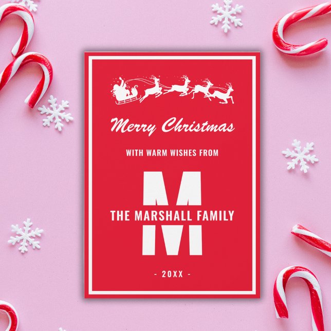 Tarjeta Festiva Navidades simples de nombres de familia de monogra (Subido por el creador)