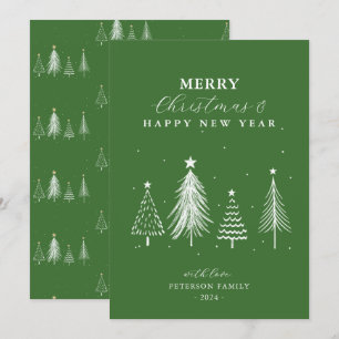 Tarjeta Festiva Navidades simples Patrón de árbol de pino vertical