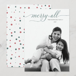 Tarjeta Festiva Navidades simples Rosa de foto completa Hunter Gre