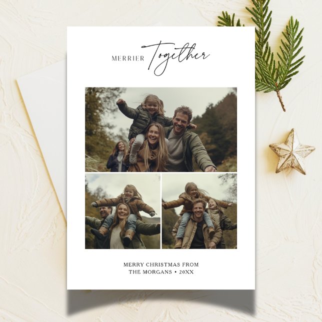 Tarjeta Festiva Navidades simples se reúnen más juntos foto famili (Subido por el creador)