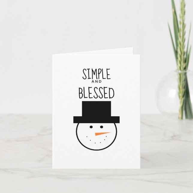 Tarjeta Festiva Navidades simples y bendecidos Snowman (Anverso)
