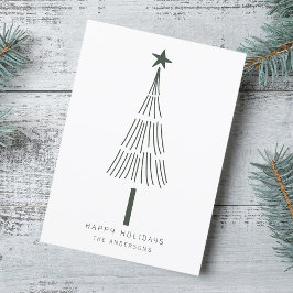 Tarjeta Festiva Navidades simples y verdes del bosque Pine Tree Ph