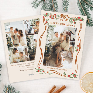 Tarjeta Festiva Navidades singulares de Boho Beige ceden cinta 5 f