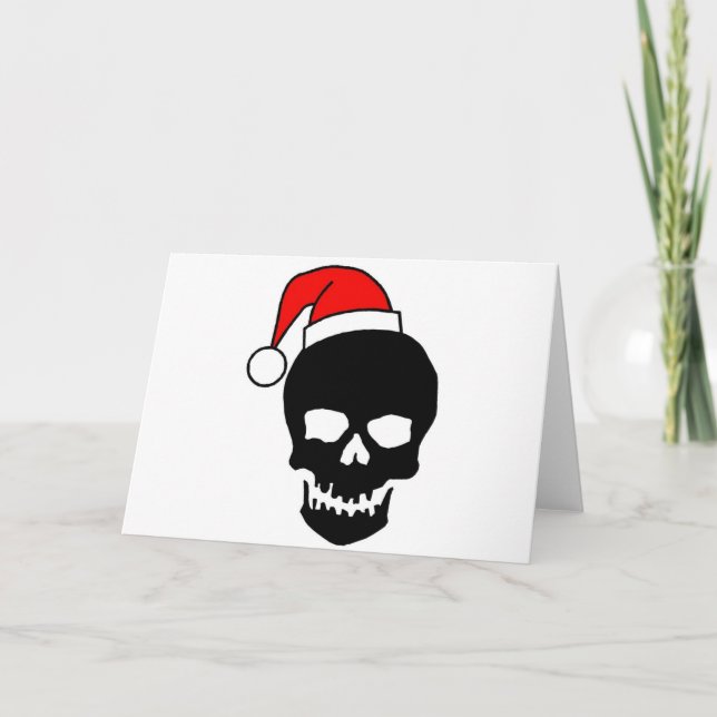 Tarjeta Festiva Navidades Skull Black (Anverso)