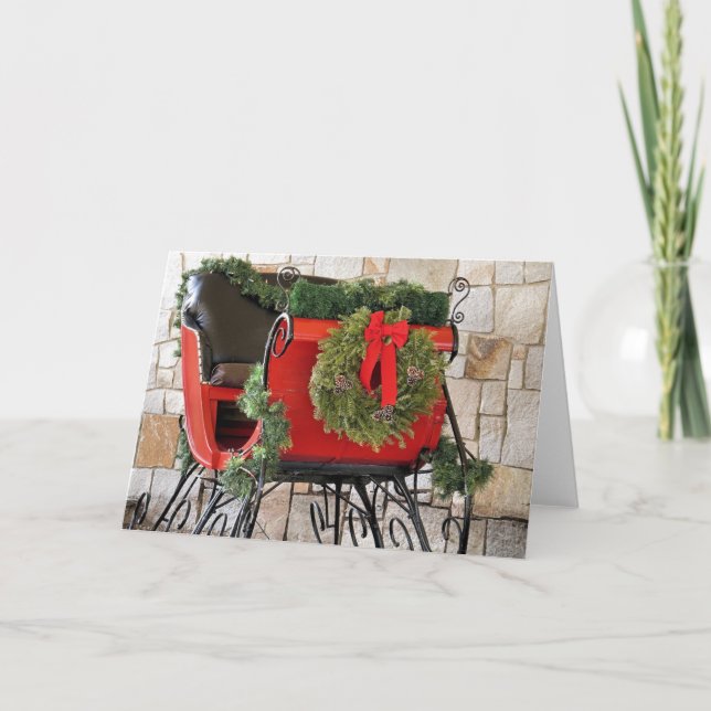 Tarjeta Festiva Navidades Sleigh (Anverso)