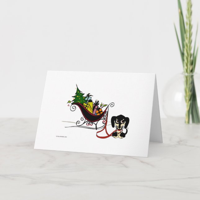 Tarjeta Festiva Navidades Sleigh (Anverso)