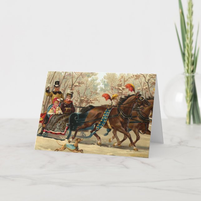 Tarjeta Festiva "Navidades Sleigh Ride" (Anverso)