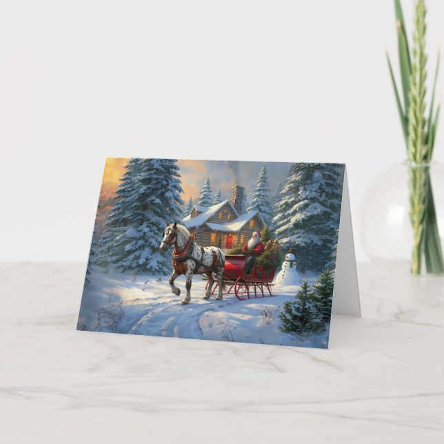 Tarjeta Festiva Navidades Sleigh Santa (Anverso)