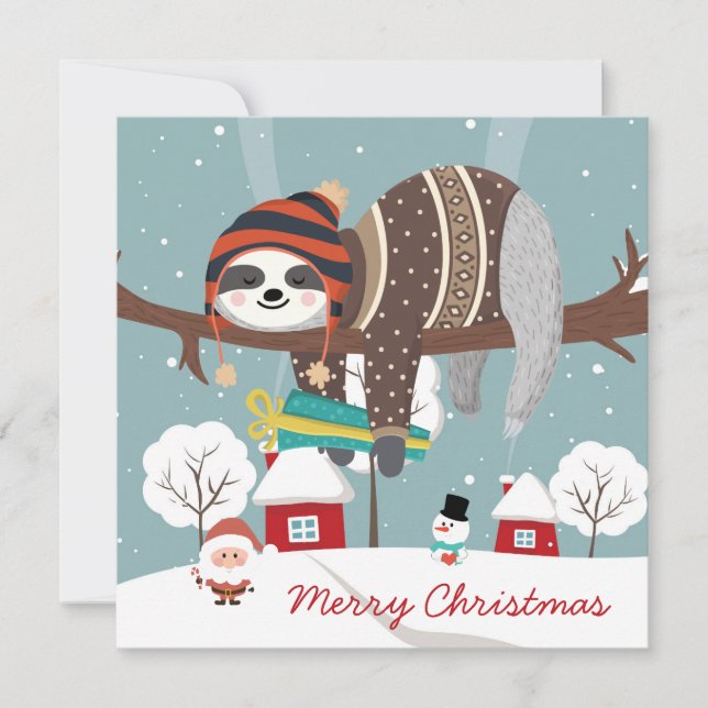 Tarjeta Festiva Navidades Sloth (Anverso)
