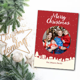 Tarjeta Festiva Navidades Snow Village Personalizado Foto