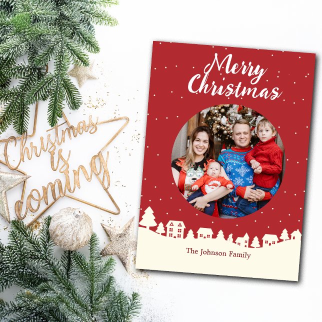 Tarjeta Festiva Navidades Snow Village Personalizado Foto (Subido por el creador)