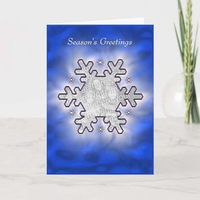 Tarjeta Festiva Navidades Snowflake Blue (fotograma) (Anverso)
