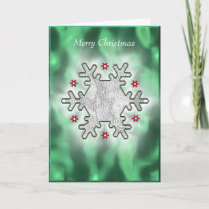 Tarjeta Festiva Navidades Snowflake Green (foto de foto)