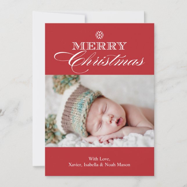 Tarjeta Festiva Navidades Snowflake | Rojo (Anverso)