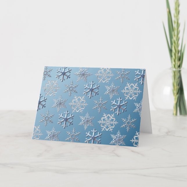 Tarjeta Festiva Navidades Snowflakes Silver White Holiday Card (Anverso)