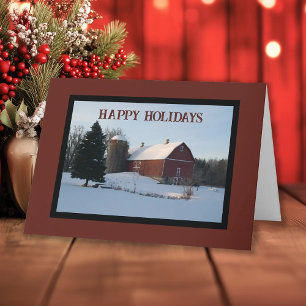 Tarjeta Festiva Navidades Snowley Red Barn Country