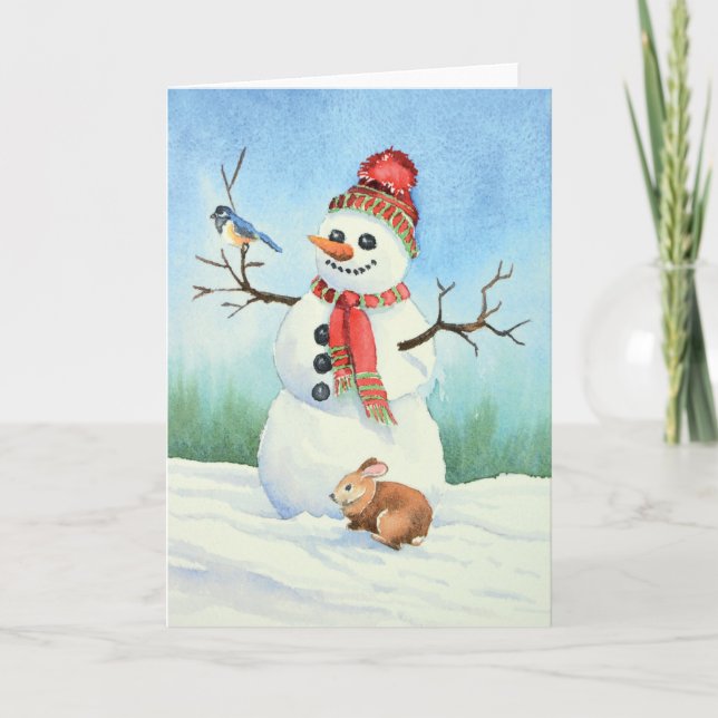 Tarjeta Festiva Navidades snowman (Anverso)