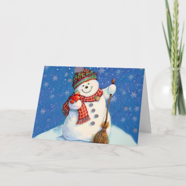 Tarjeta Festiva Navidades Snowman (Anverso)