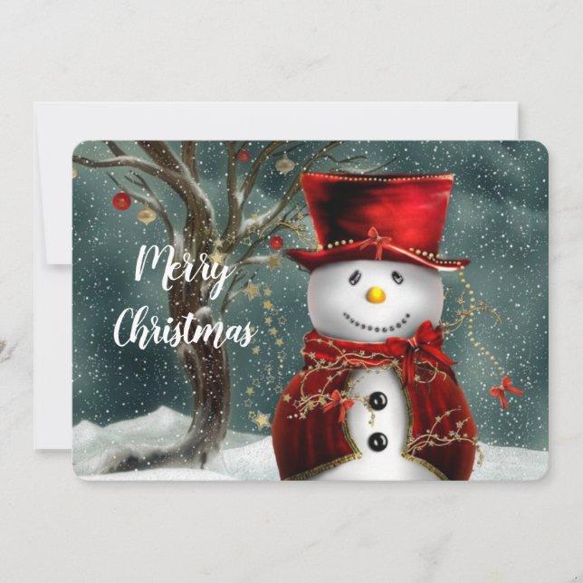 Tarjeta Festiva Navidades Snowman (Anverso)