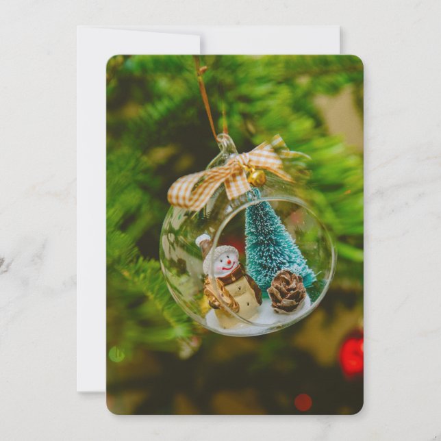 Tarjeta Festiva Navidades Snowman bauble (Anverso)