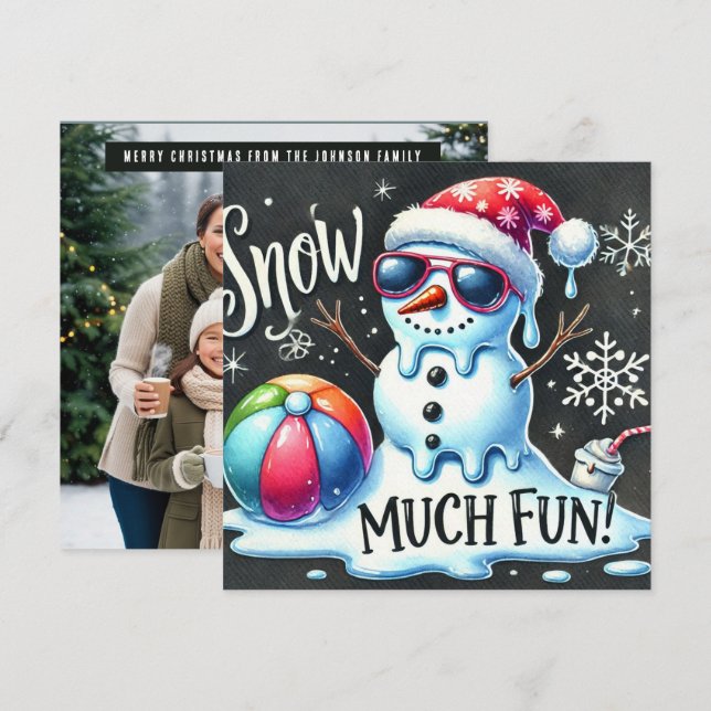 Tarjeta Festiva Navidades Snowman Bolas de nieve muy divertido (Anverso / Reverso)