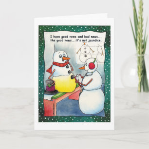 Tarjeta Festiva Navidades: Snowman, buenas noticias, mala carta de