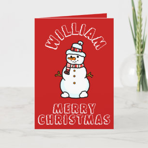 Tarjeta Festiva Navidades Snowman con nombre   La actividad roja d