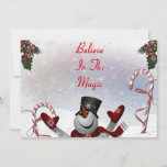 Tarjeta Festiva Navidades Snowman creen en el invierno mágico<br><div class="desc">Navidades Snowman creen en el invierno mágico</div>